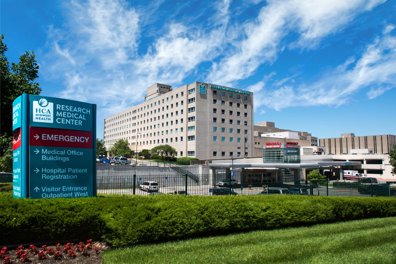 An exterior view of Research Medical Center.