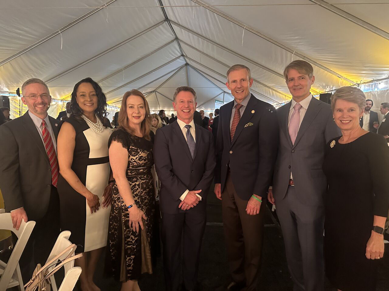 A group of people at a gala event.