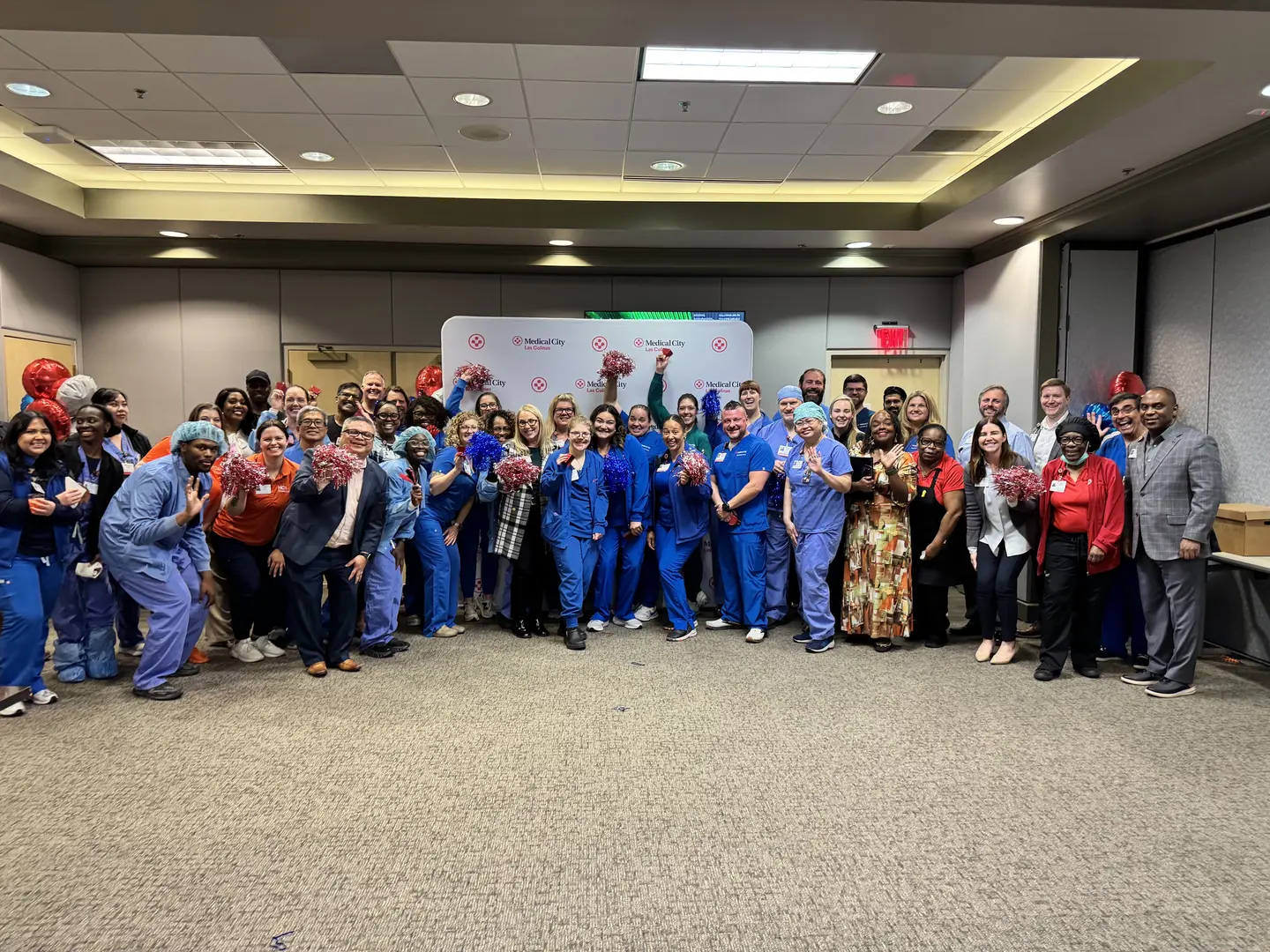 Gorup photo, nurses, hospital staff, room, Medical City Las Colinas