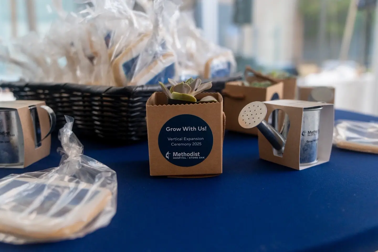 Gift bags at groundbreaking ceremony.