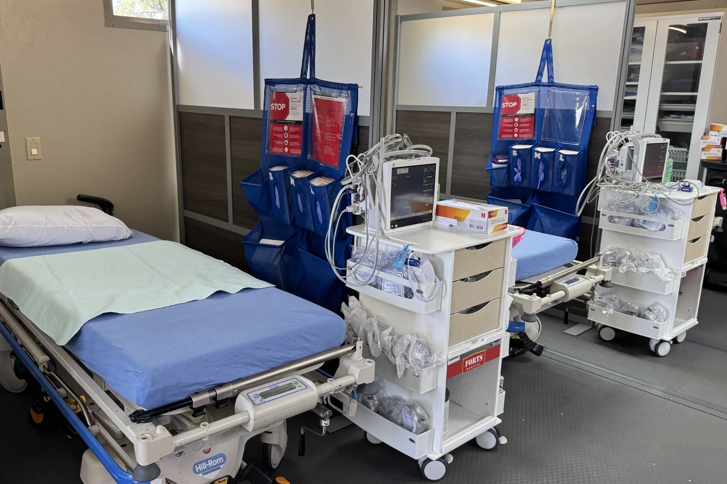 Interior of mobile ER unit at Largo Hospital.
