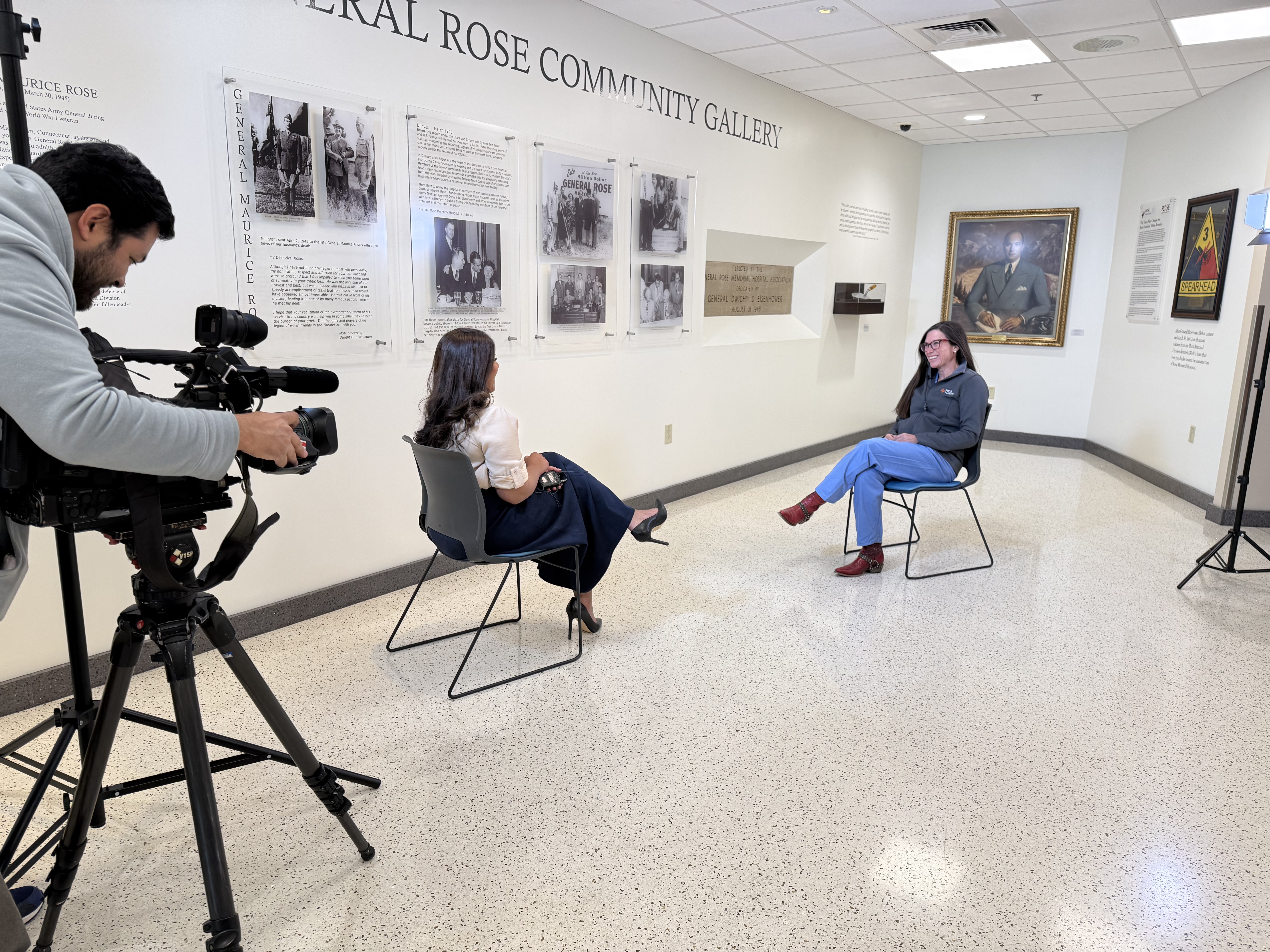 Dr. Kayla Griffith on the set of Denver7