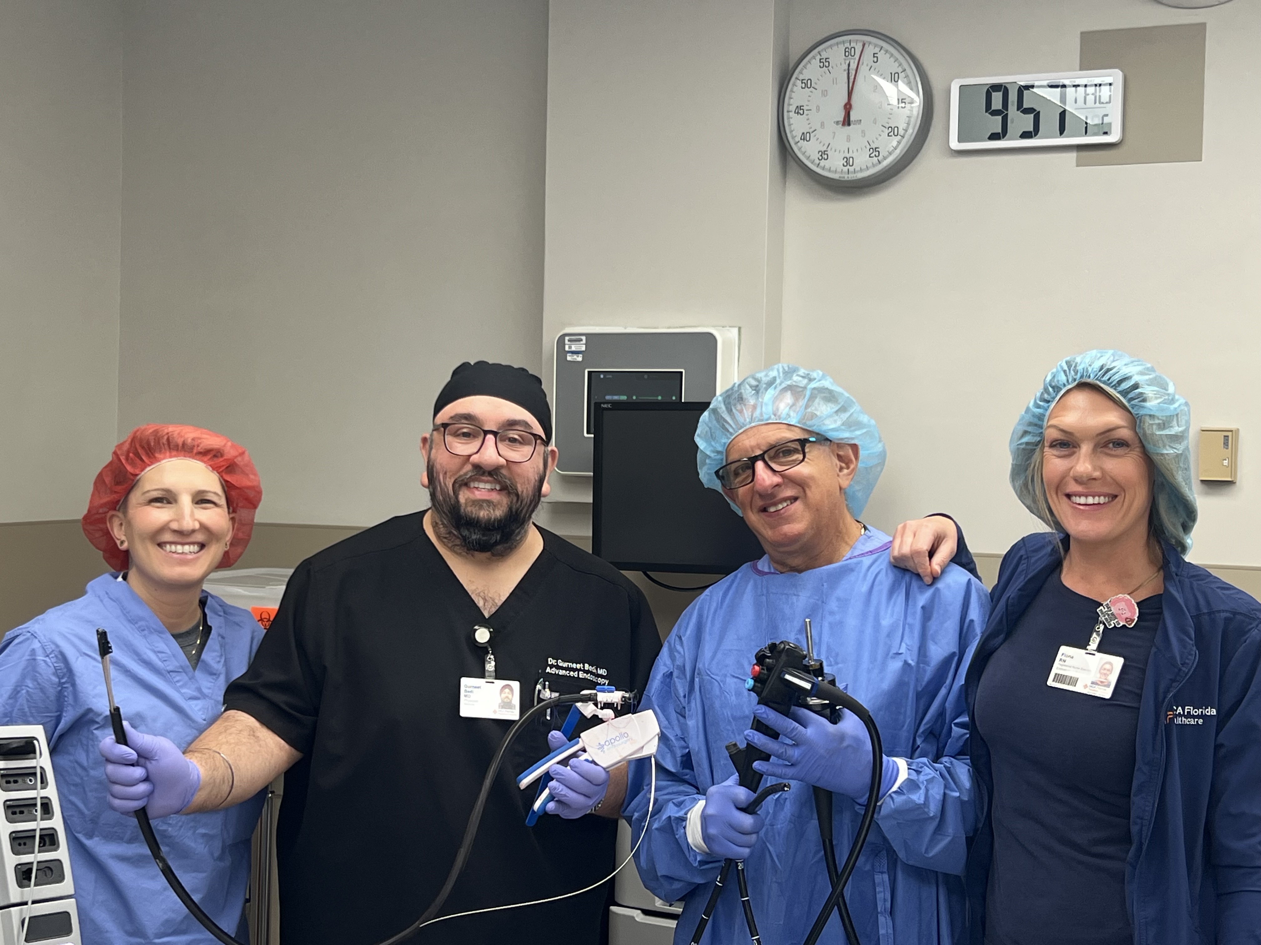 Pasadena Hospital weight loss surgery team in surgical scrubs and wear.