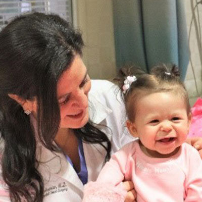 Baby Emily with a doctor