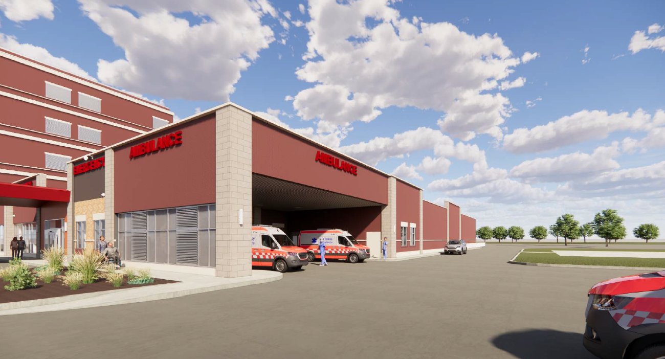 Computer Rendering of new ER entrance at Medical City Alliance.