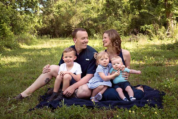 Stephanie Zenk with her husband and three children,  Jack, Nora, and Henry