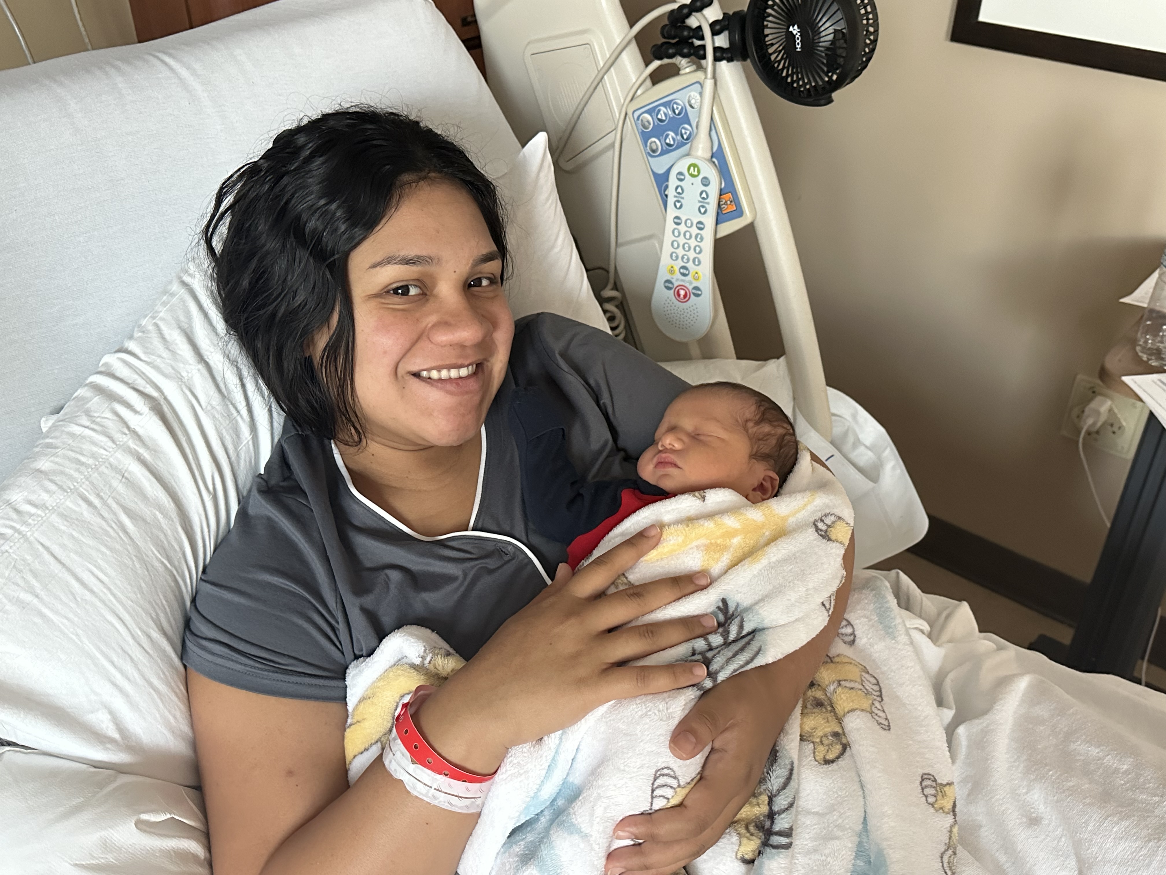Yvette Reyes and her newborn son