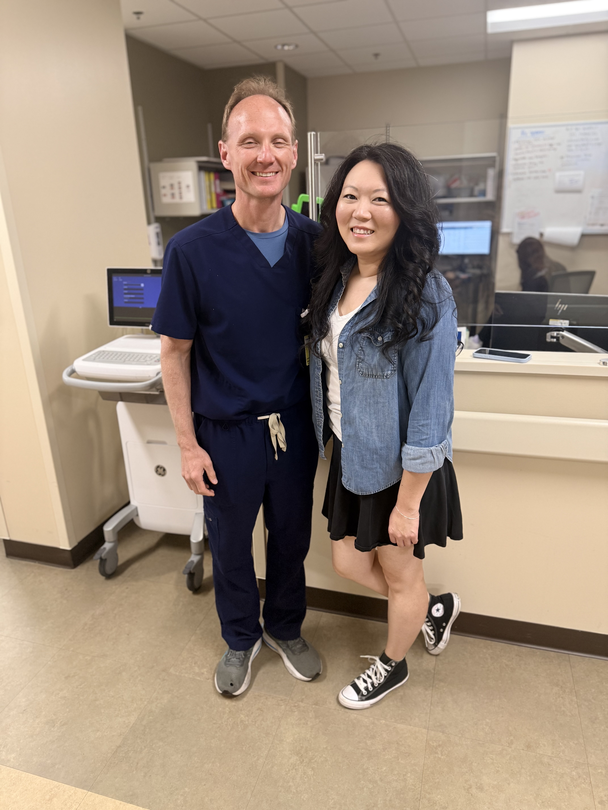 Lane pictured with an emergency physician that treated her when she first came to TriStar Summit ED