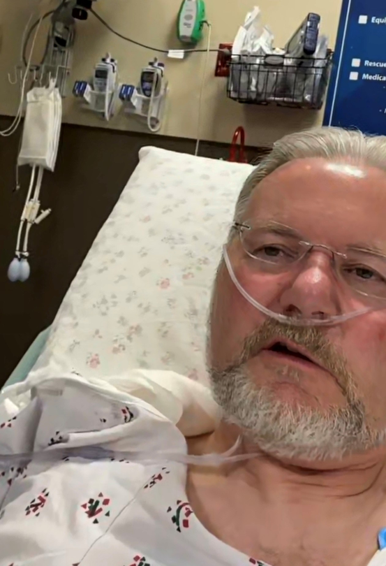 Dr. William Thornbury in bed during his treatment.