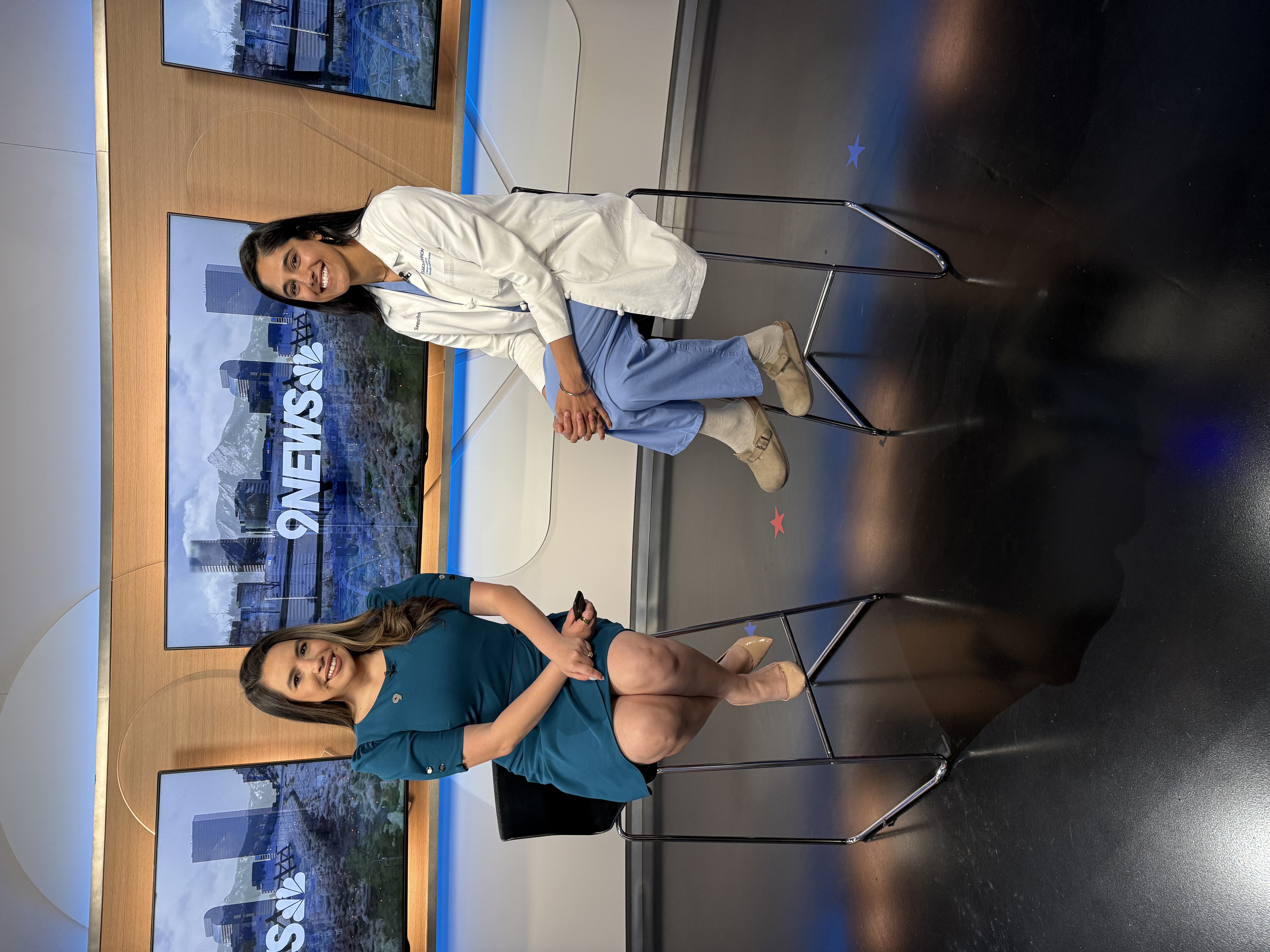 Dr. Seerat Poonia from HCA HealthONE Head and Neck Surgical Specialty Group on the 9News tv set.