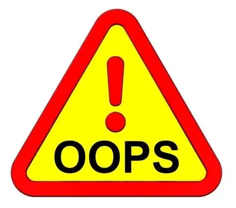 Red and yellow alert sign with the word "oops" under an exclamation mark.
