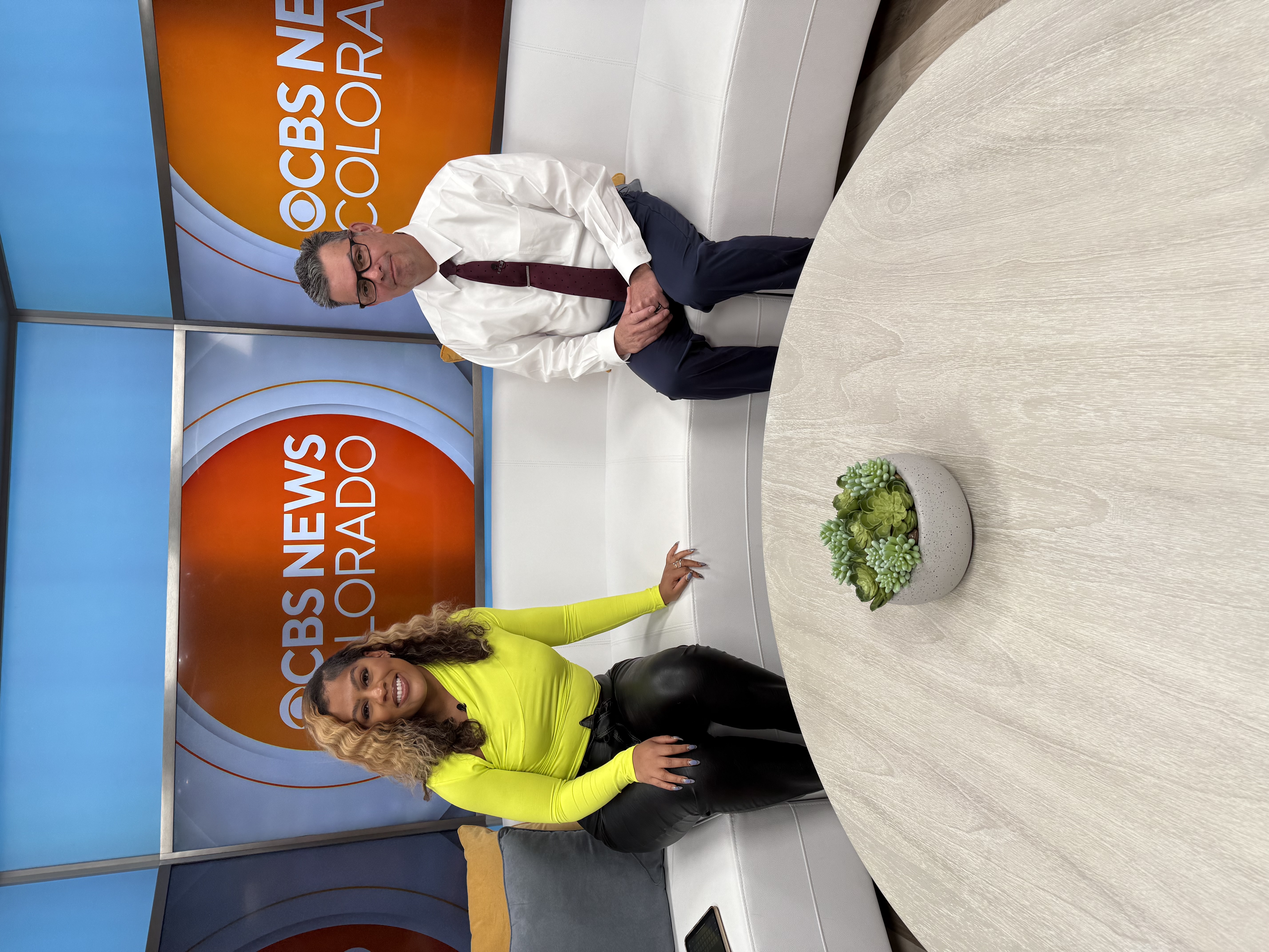 Dr. Mark Montano on CBS News Colorado with the newscaster