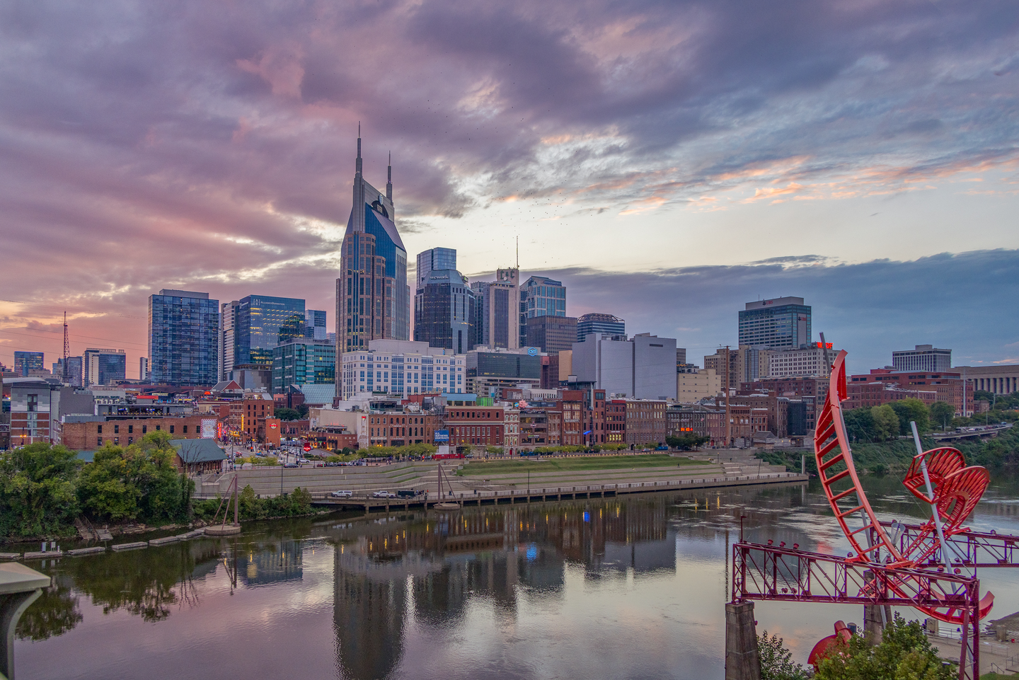 The Nashville skyline as seen during an overcast day.
